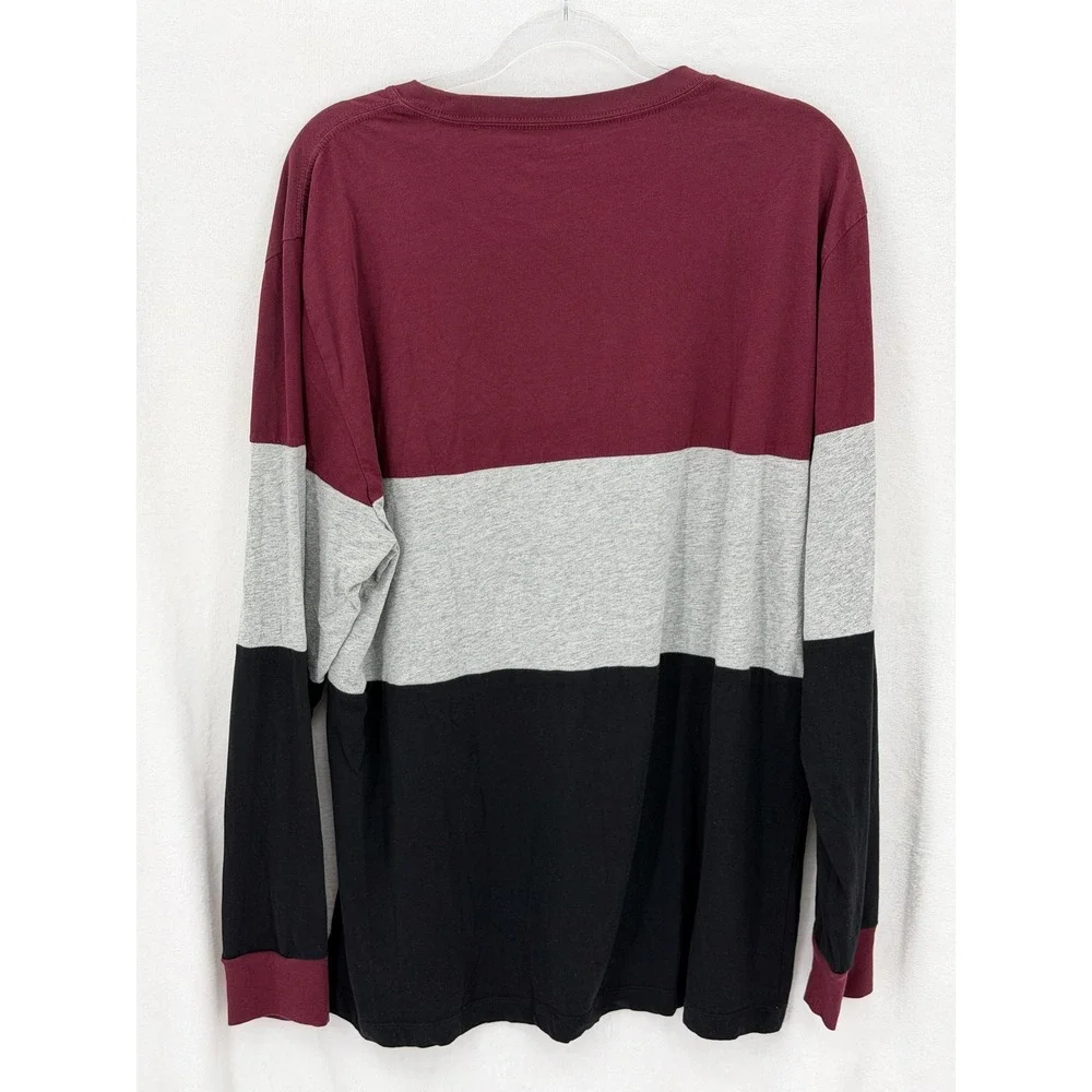 True Religion Shirt Mens 2XL‎ Color Block Long Sleeve Tee Red Heather Horseshoe